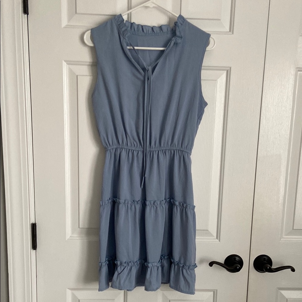 Elegant Ruffled Tie Neck Mini Dress - Picture 4 of 7